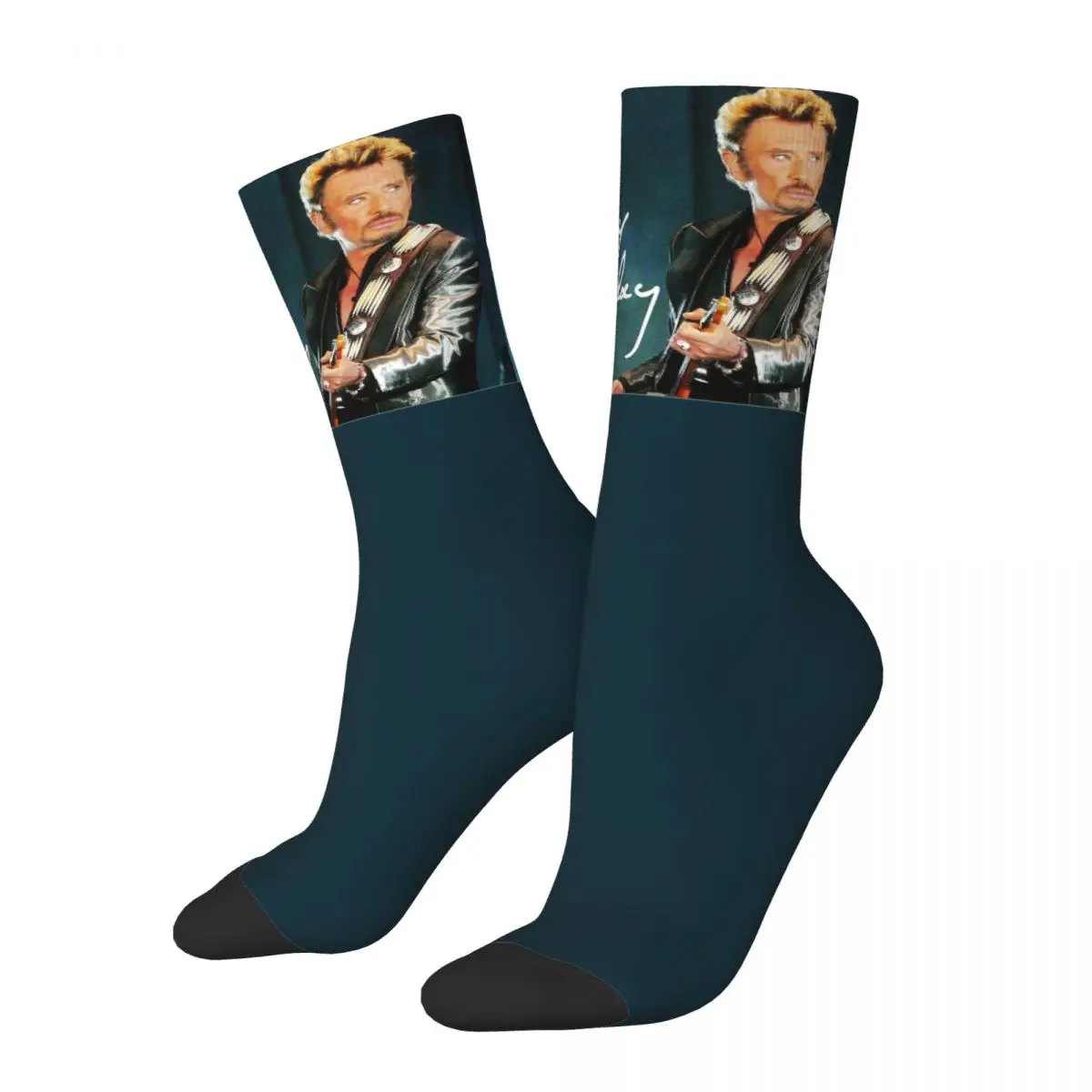 Johnny Hallyday Rock Music French Singer Limited Access Men Women Socks Windproof Novelty Spring Summer Autumn Winter Stockings