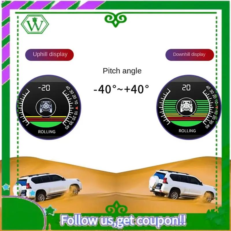 AC34-Vehicle-Mounted Intelligent Gradienter Car Digital Display Tilt Pitch Angle Inclinometro Auto HUD Intelligent Slope Meter