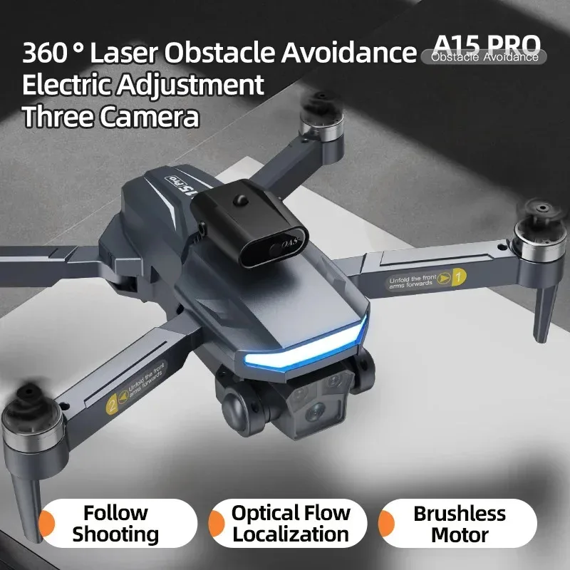 

2025 Aerial Drone A15 Pro Folding Optical Flow Automatic Obstacle Avoidance Quadcopter Remote Control Aircraft Toy Birthday Gift