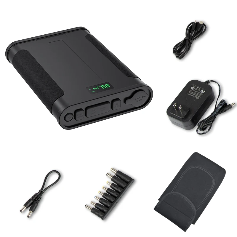 Updated Camping 48000MAH  Lifepo4 Power pack 48k POWER BANK USB-C 60w in & Out with LCD display DC 12V 16.5V 20V 24V for laptops