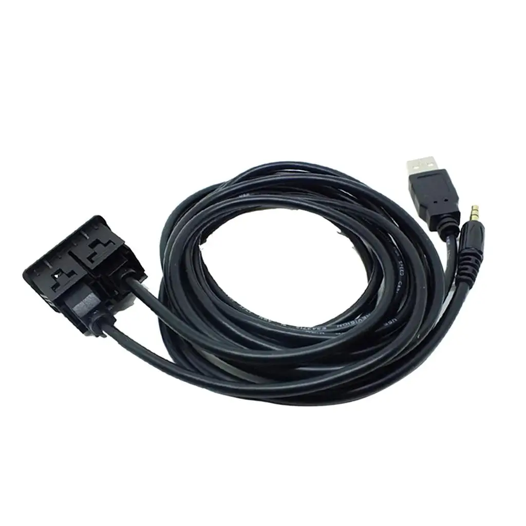 USB AUX Audio Socket with Copper Core Extension Cable Panel Mount for Universal Car Stereo System