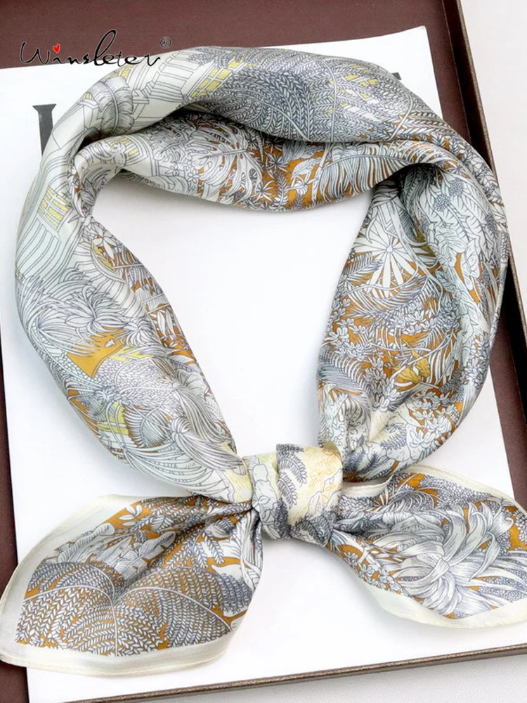 

Winsleter-Women 100%Real Silk Elegant Scarf, 68*68CM Printed, Mom Gifts Fashion Temperament Casual Scarves, 2025 Autumn A58272CC