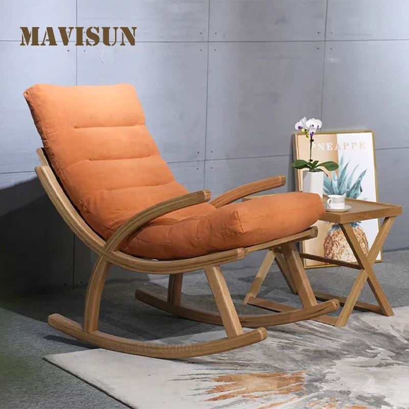

Minimalist 82cm Wooden Rocking Chair Living room Furniture Cozy Cushion Sleek Design Sturdy Build lounge chair rocking chair