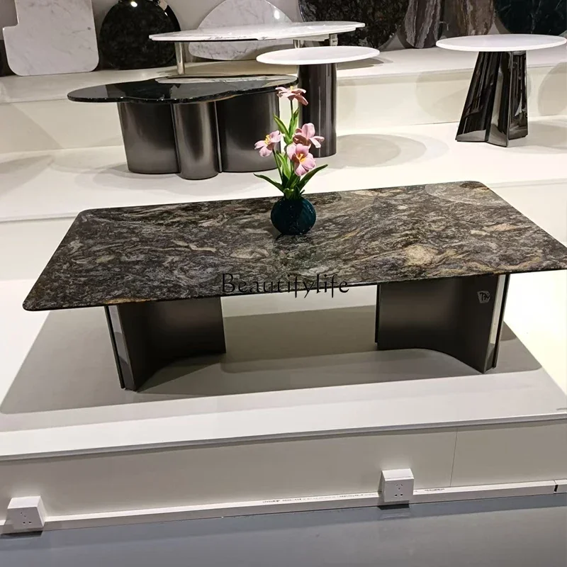 

yj5 High-end household minimalist light luxury marble rectangular high-end luxury stone coffee table