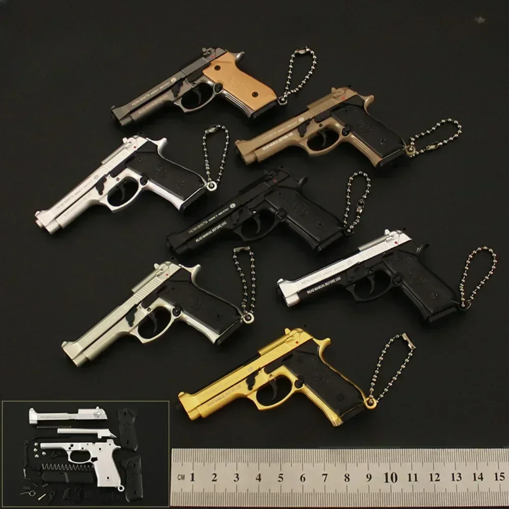 2024 New 1PC 7.5cm 92f Small Gun Pendant Key Chain Alloy Ornament Detachable Metal Model Gun Toy Beretta Home Decor