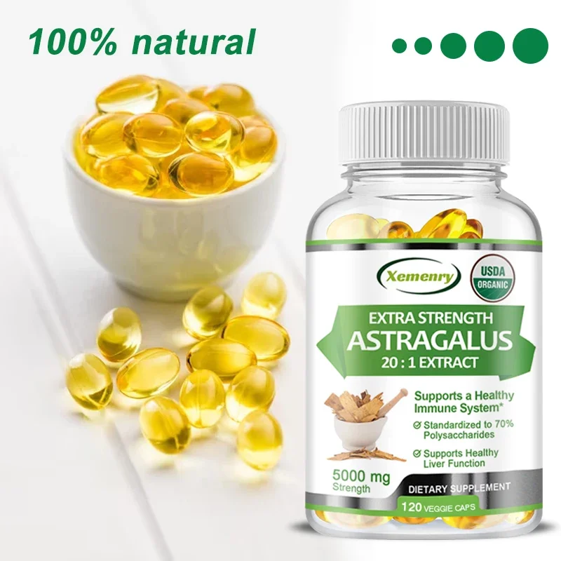 Racine d'astragale naturelle, 5000mg, support immunitaire traditionnel, projet sans OGM vérifié, végétalien, 120 capsules