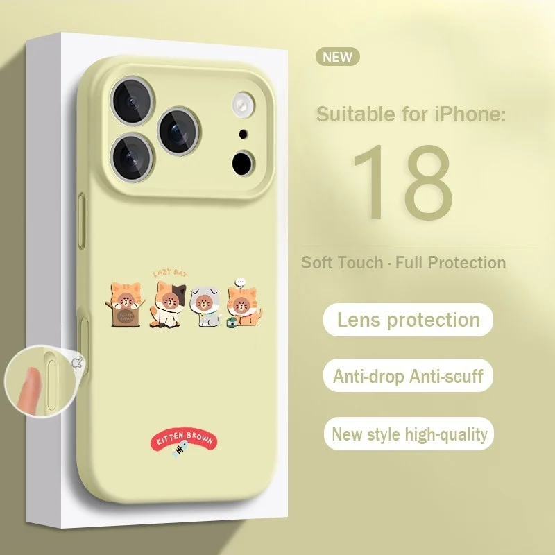 Cartoon Cat Lazy Day Phone Case For Samsung Galaxy S26 S24 S23 Ultra S25 Ultra Plus Liquid Silicone Wireless Charge Soft Fundas