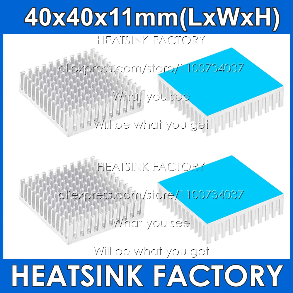 Free Shipping No Tape / With Thermal Tape, 40x40x1mm Aluminum Radiator Silver Heatsink for 3D Printer IC LED Light