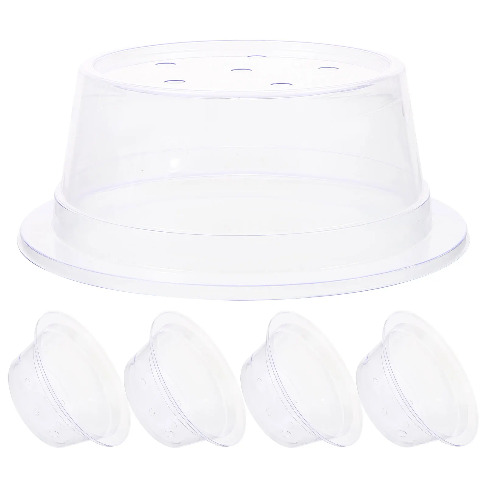 

5pcs Sushi Dish Transparent For Storage Protective Household Clear Plastic Preservation Dessert Display Splatter Cake Tray Dome