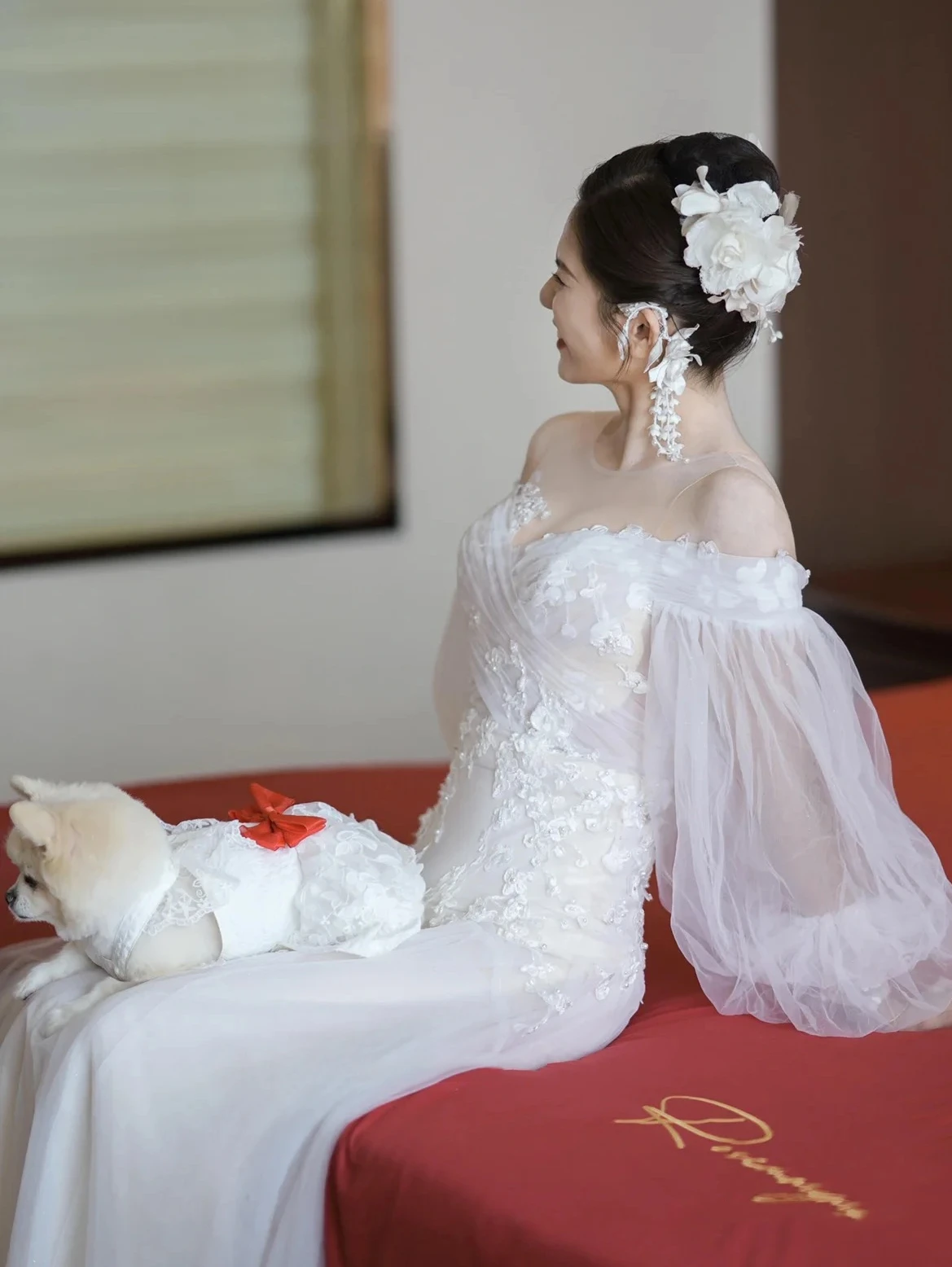 

Элегантное свадебное платье с длинным рукавом и одним открытым плечом для церемоний на открытом воздухе, красивое платье в сказочном стиле для невест, новинка.