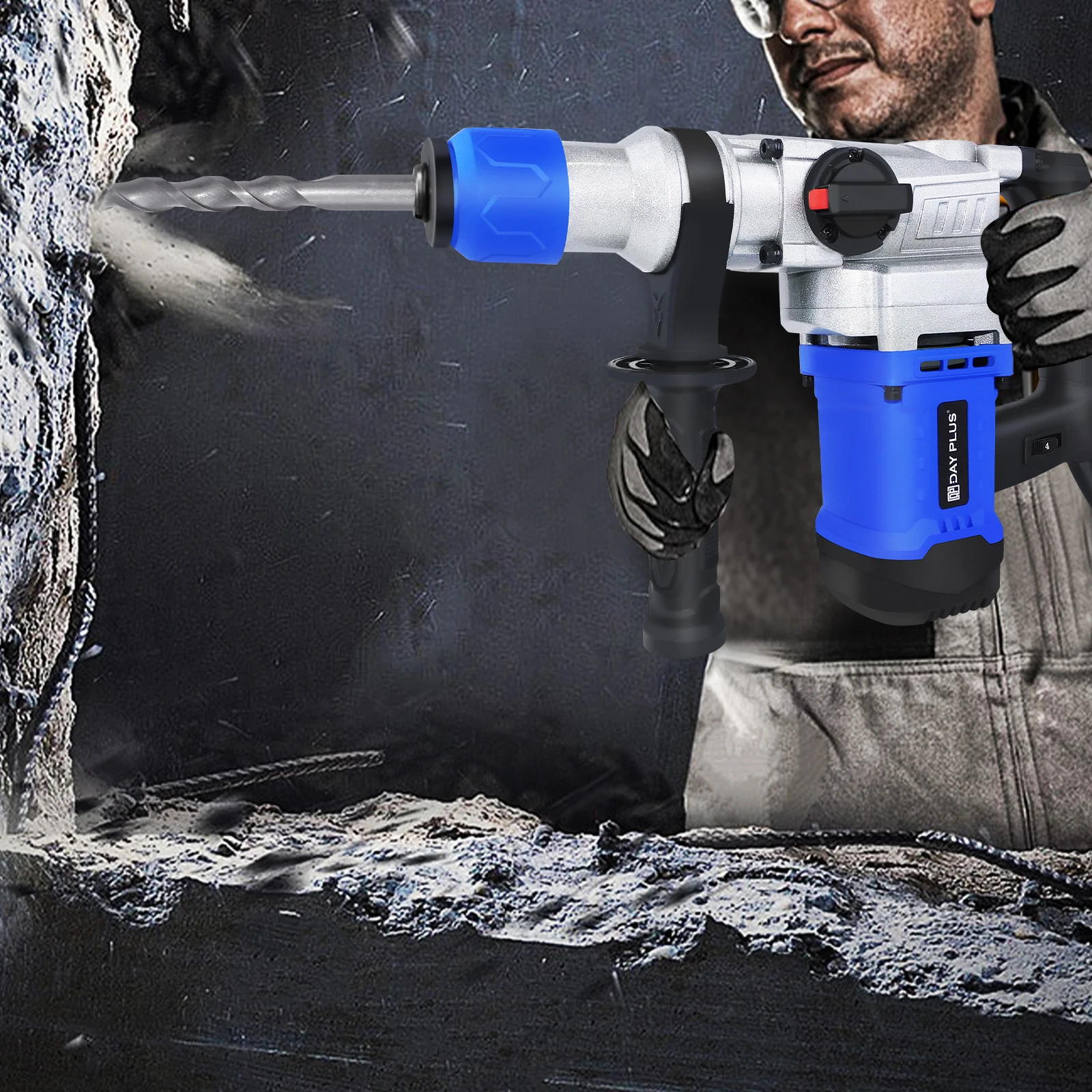 Corded 1500W SDS Plus Rotary Hammer Drill, 4-Function Heavy Duty with Multi-Position Handle – Includes Bits & Chisels