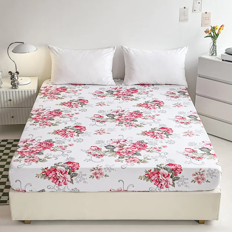 European Style Floral Pattern,100% Cotton,Bed Sheet With Elastic Band160x200,No Pillowcase,Soft Breathable,133x72 Fabric