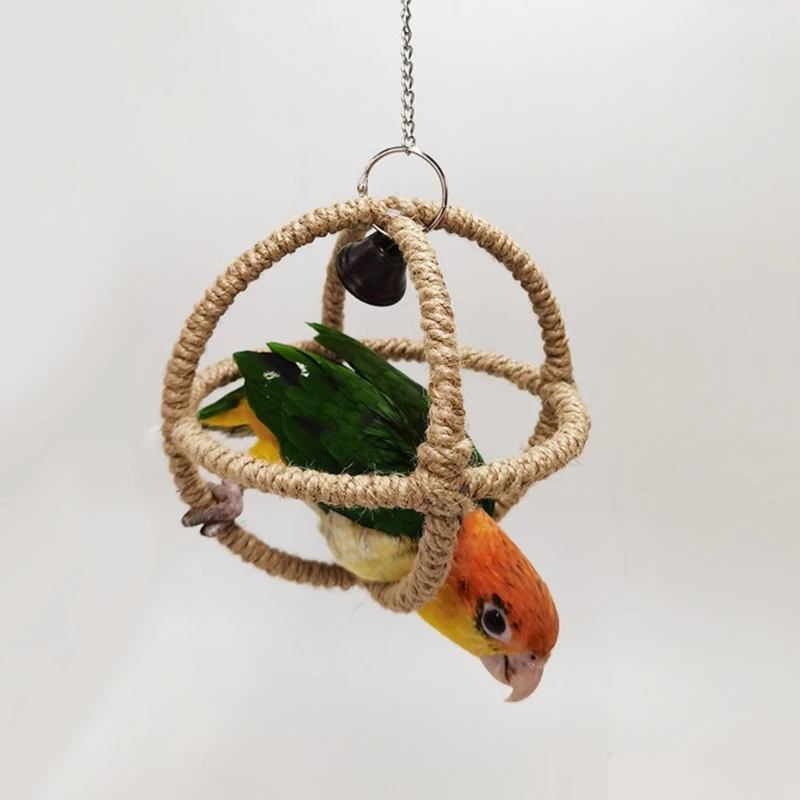 Small Parrot Hollow out Ball Toy with Small Bells Hanging Bird Cage Molar Toy