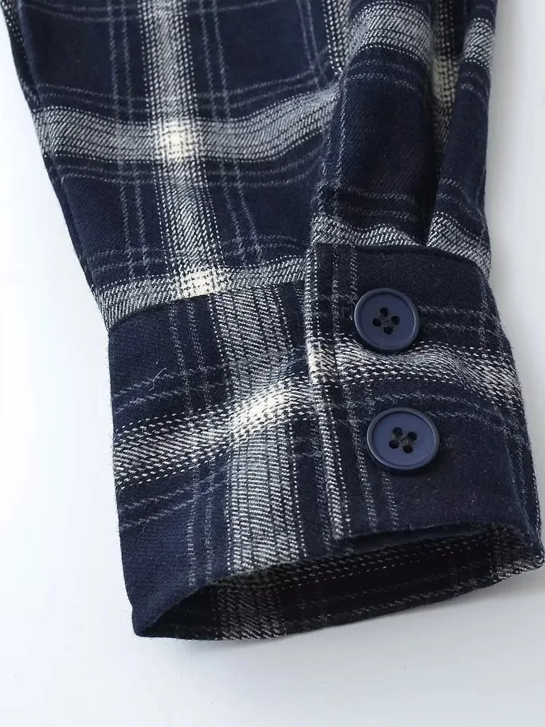 Retro American Plaid Long Sve ort irt Dames Lazy Sle Personali Veelzijdige afslankende irt-top voor tienermeisjes