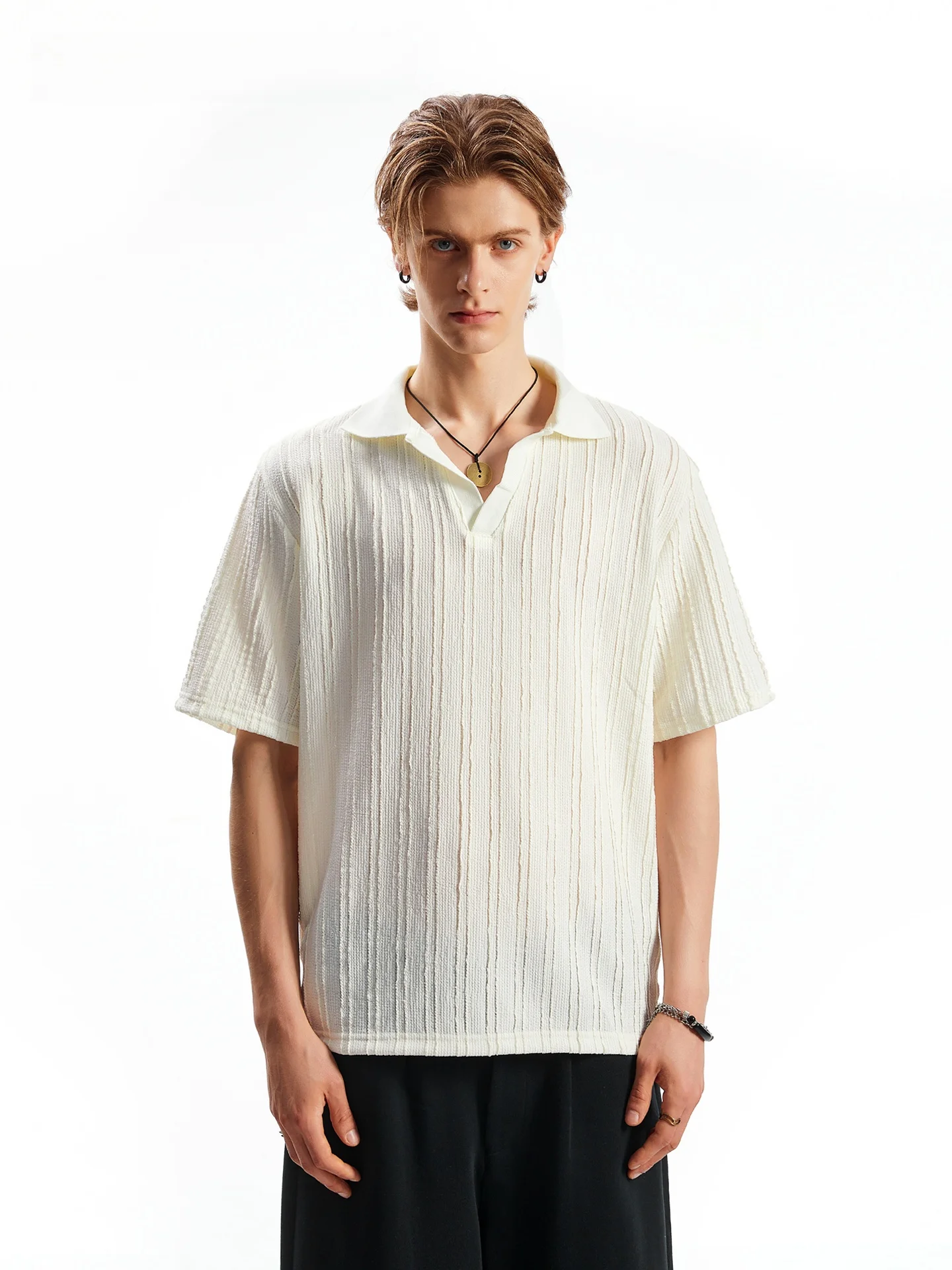 SDMADE American Texture  Shirt Short Sleeve Unisex Summer Loose High-End Casual T-Shirt Trendy Polyester Spandex Blend