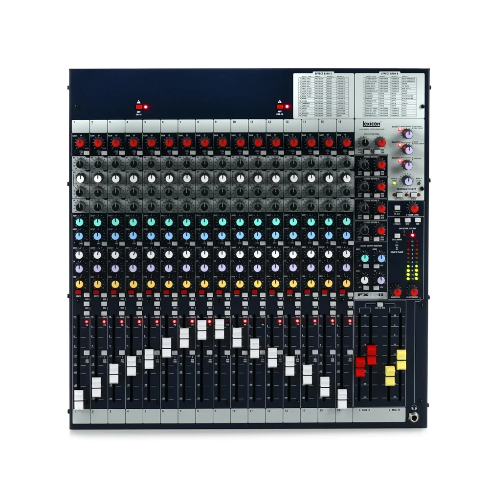 خلاط FX16ii مزود بـ 32 تأثيرًا 3 نطاقات EQ مع نطاق مزيج Swept مخرجين من المجموعة الفرعية معالج تأثيرات رقمي مدمج 24 بت