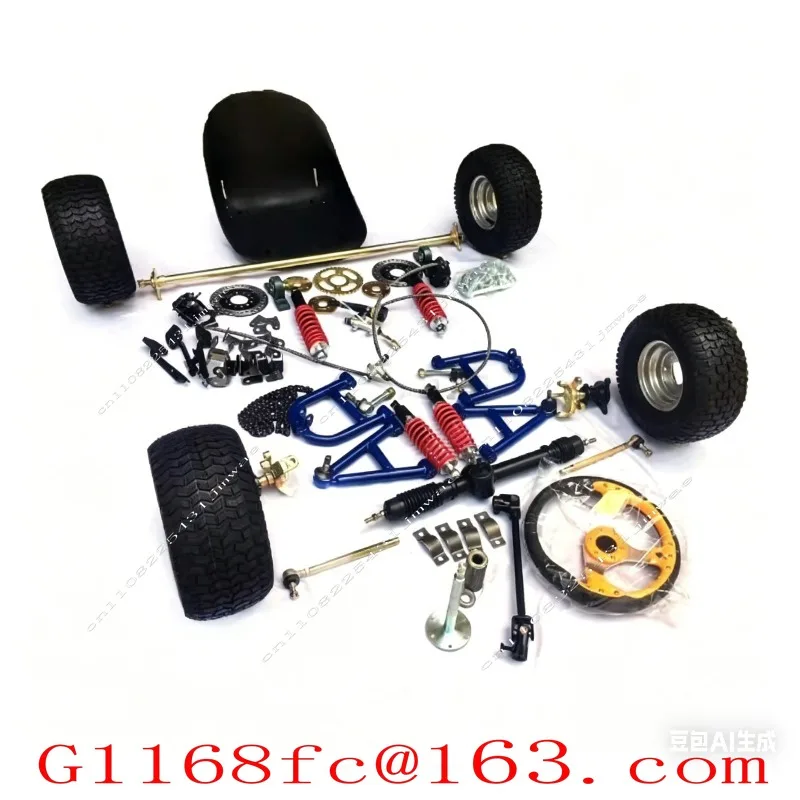 Modified Kart Four-wheeler Front and Rear Suspension with Color Steering Wheel Steering 1 MeterRear Axle Full Set of Accessories