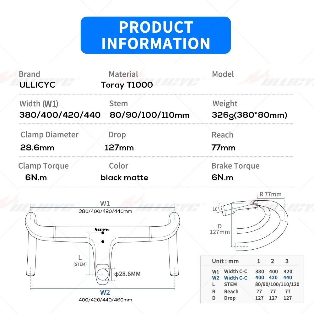 SYNCROS-Integrated Carbon Road Handlebar, Internal Routing, Matte Adapter, Black Spacers, Bike Fittings, T1000, 28.6mm