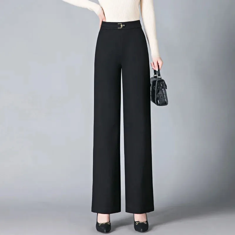 2023 New Spring Autumn Office Wide Leg Pants Women Casual High Waist Thicken Pantalones New Large size Straight OL Sweatpants