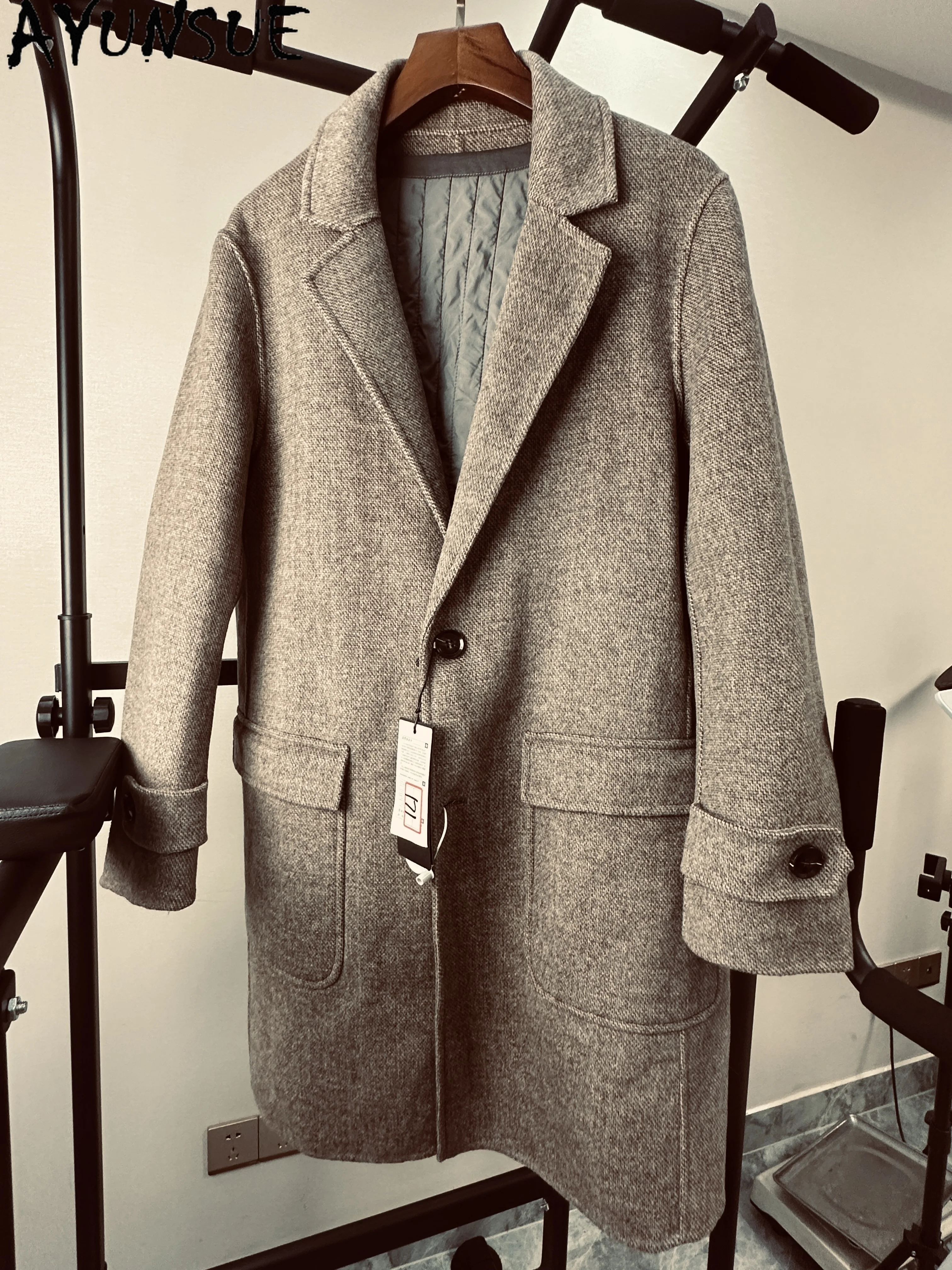 

AYUNSUE 100% Wool Jacket Women Winter Clothes Mid-length Down Coat Unique Coats Promotion Minor Flaws Non Refund Non Exchange