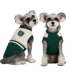 Pet Dog Knitted Sweater Clothes for Small Medium Dogs Winter Dog School Uniform Jumper Chihuahua French Bulldog Puppy Coat