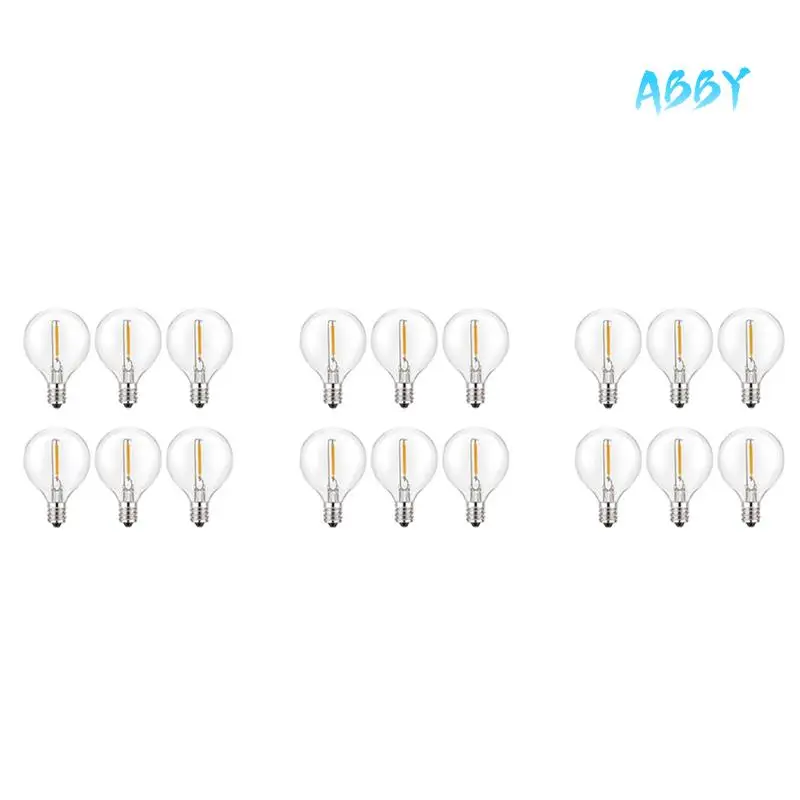 

ABBY-18Pcs G40 Сменные светодиодные лампочки, E12 Винтовое основание Небьющиеся светодиодные глобусные лампы для солнечных гирлянд Теплый белый