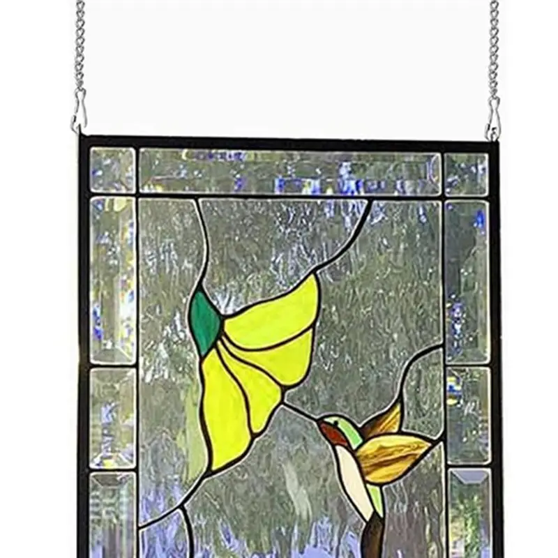 AB11 Stained Glass Window Hanging Chain 4 Pcs 20 Inch with Suction Cup Hooks for Sunshine Catcher