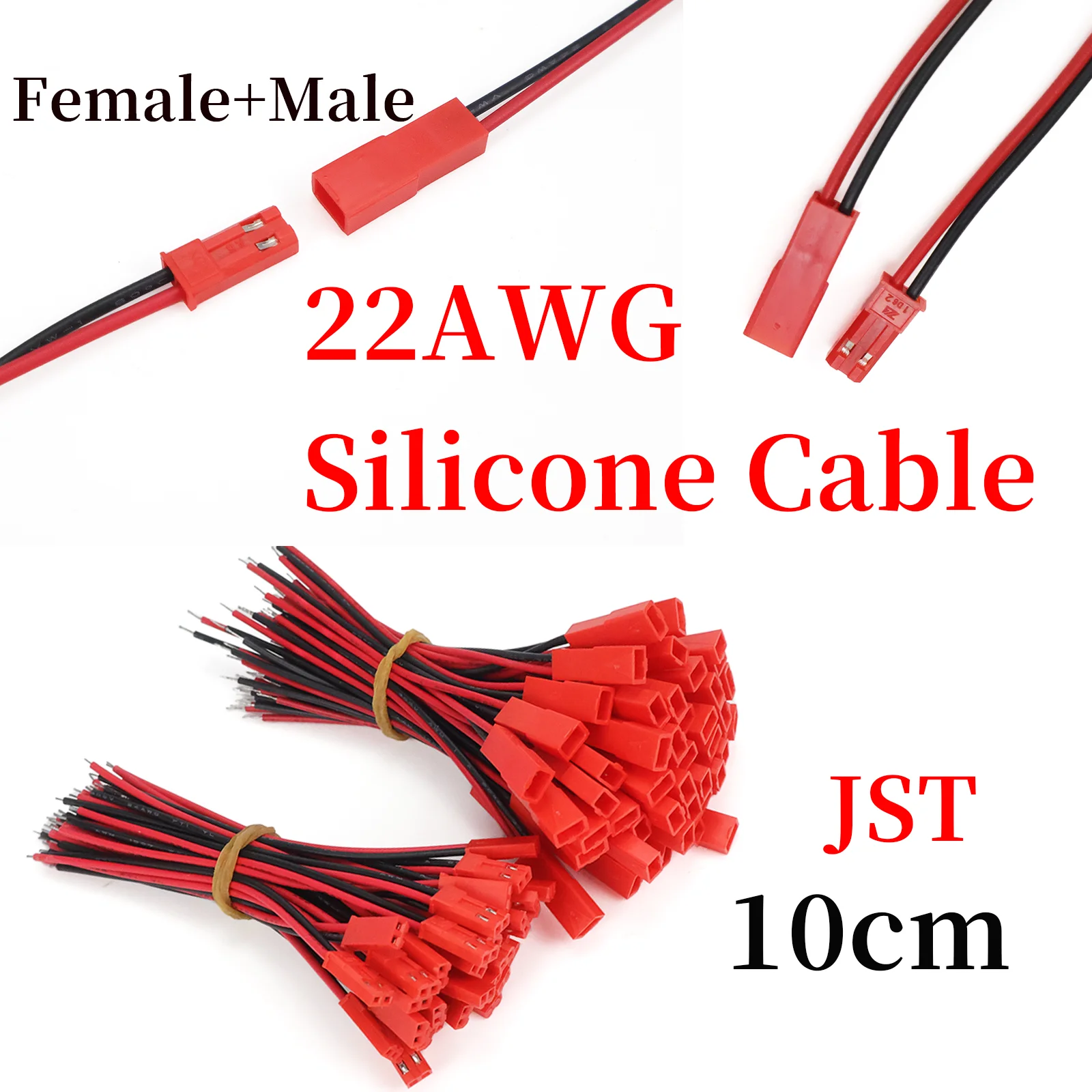 

10Pairs JST Plug Connector 2 Pin Male Female With Wire Cable 10cm DIY for RC Toy Battery LED Lamp Strip Drone Adapter