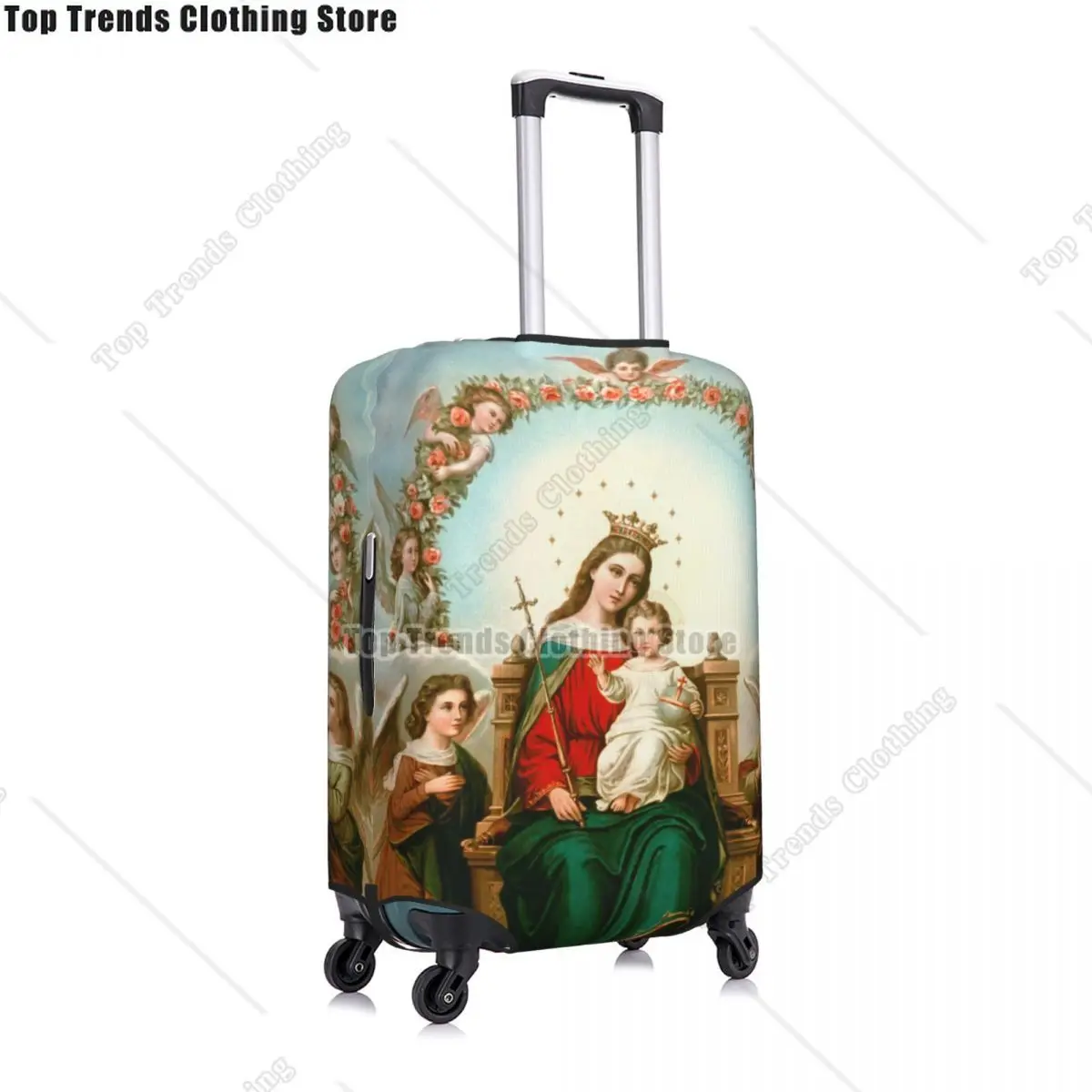 Custom Virgin Mary Luggage Cover Funny Catholic Christian Suitcase Protector Covers Suit For 18-32 inch