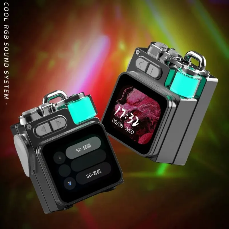 Caixa de Som Mecânica Sem Fio de Metal com Tela LED RGB, Subwoofer de Mesa, Suporte para Calendário e Despertador - 1 Unidade - Oferta Quente