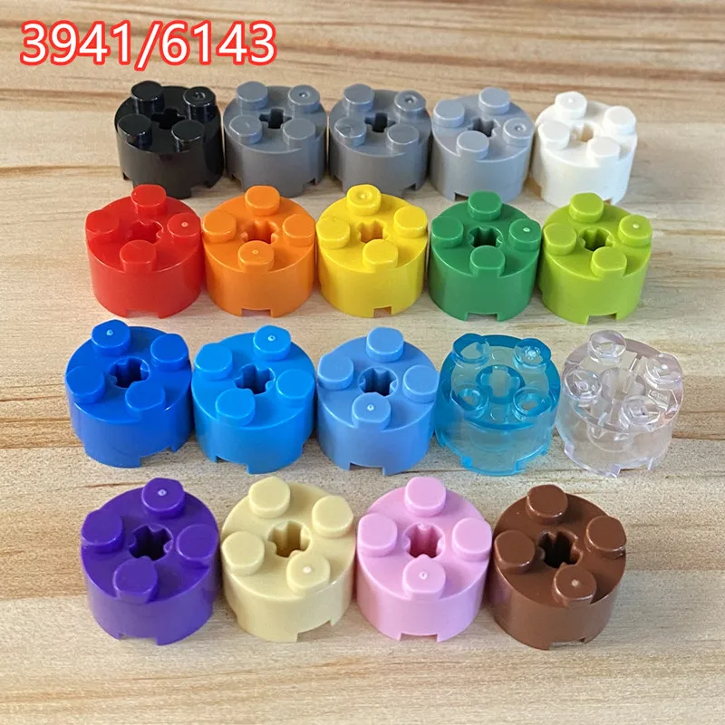100 قطعة 6143 2x2 الطوب الأسطواني MOC اللبنات الأجزاء الفنية استبدال الملحقات السائبة متوافقة مع 3941 #2