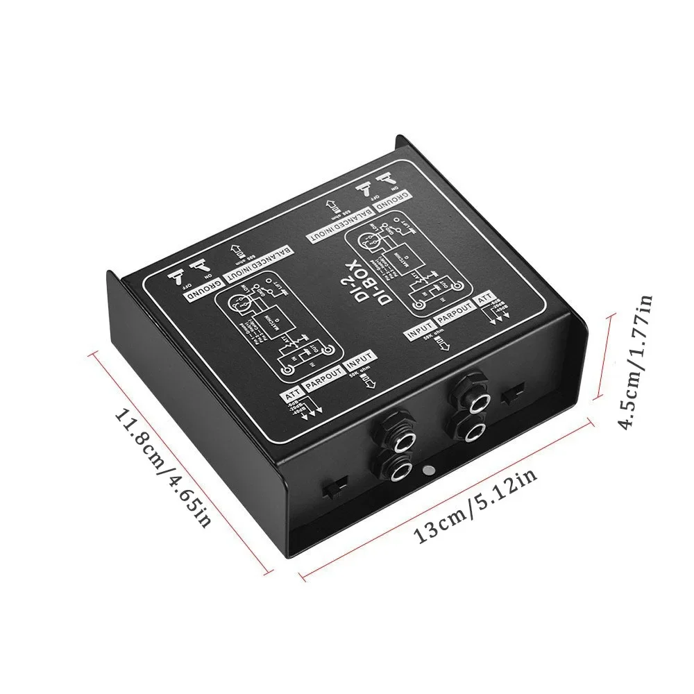 

Passive Di Box 2-Channel - Low Noise Metal Housing Guitar/bass To Xlr Balanced Converter for Stage & Studio (No Phantom Power)