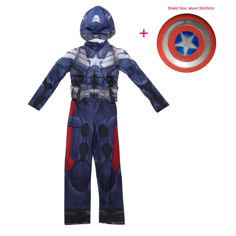 DY20Kids ฮาโลวีนกล้ามเนื้อภาพยนตร์กัปตันอเมริกาคอสเพลย์จั๊มสูทซูเปอร์ฮีโร่กัปตันเครื่องแต่งกายปาร์ตี้สำหรับชายหญิงเด็กเครื่องแต่งกาย
