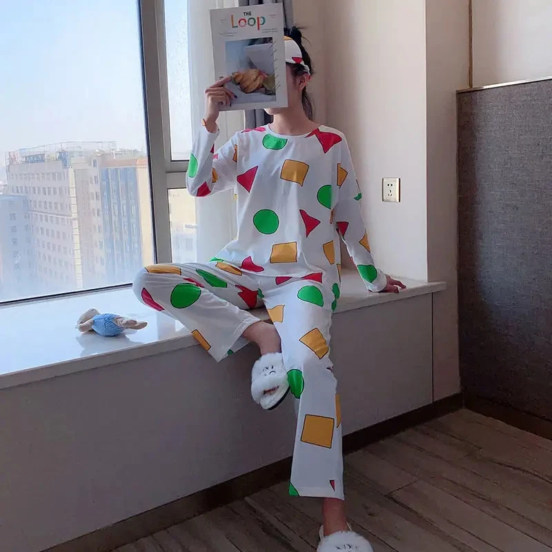 بيجامة سين تشان أوم بيجامة شينشان كوتون أوم مانشي لانجيس بنطلونات تجميع بيجامات يابانية صب الأزواج أوم et