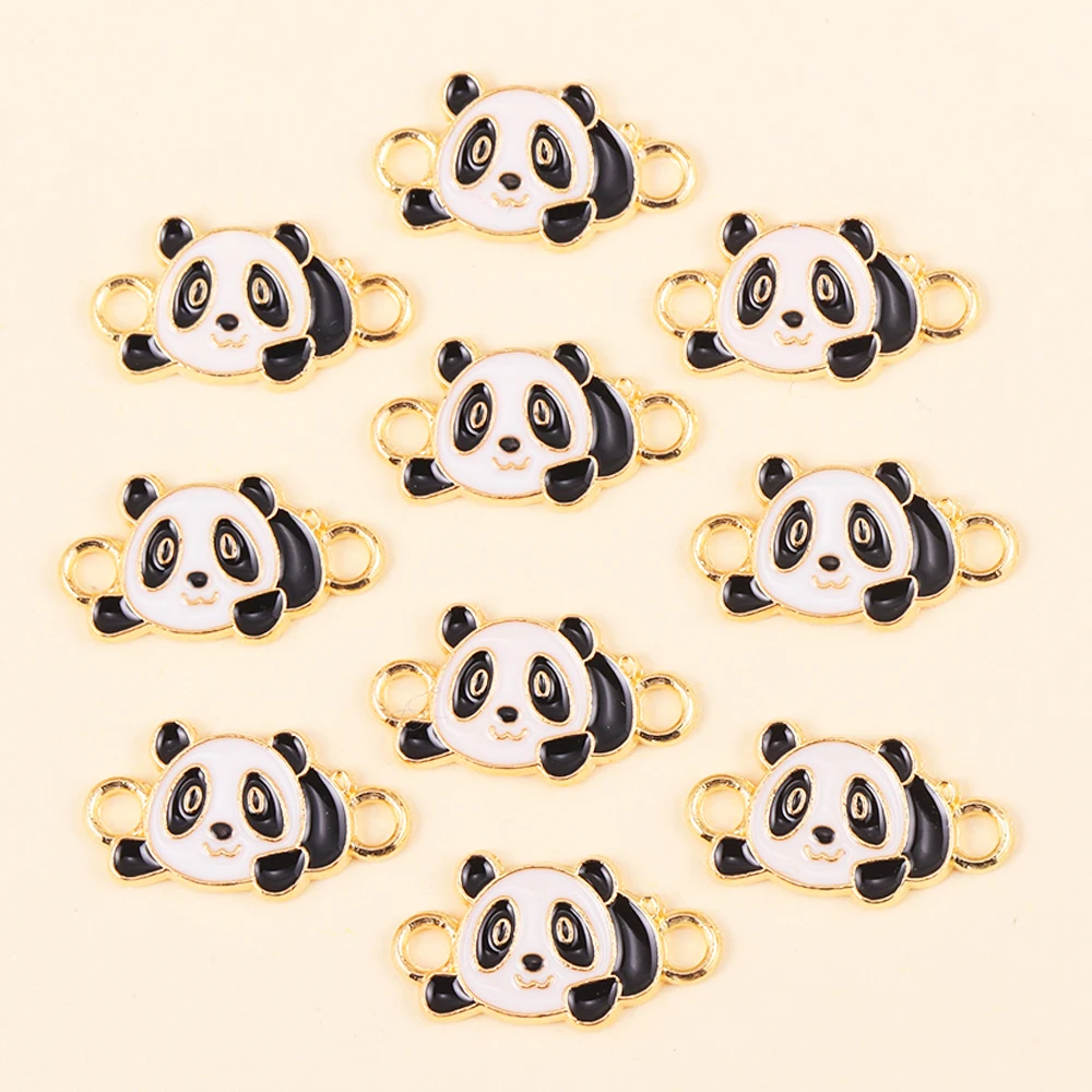 

10Pcs Cute Animal Panda Enamel Charms Pendant Connector Necklace Bracelets Handmade Jewelry Making DIY Craft Accessories