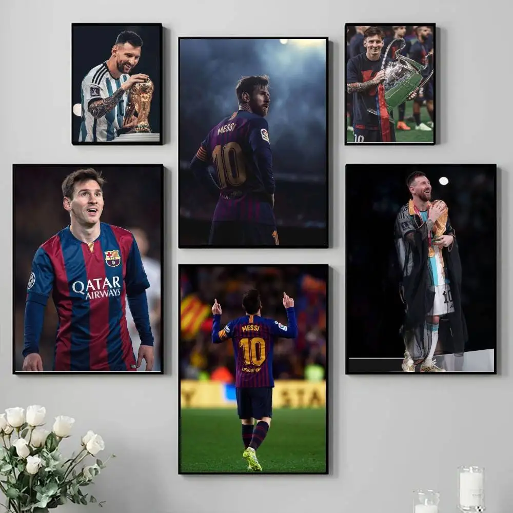 L-Lionel M-Messi Poster Self-adhesive Art Waterproof Paper Sticker Coffee House Bar Room Wall Decor