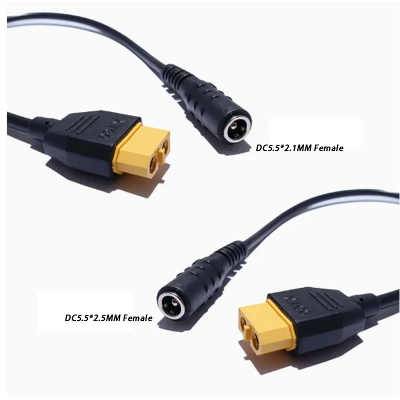 XT60 FEMALE TO DC5.5*2.1MM 5.5*2.5MM 20AWG 5A Charging cables for drones and other devices 27cm 5A