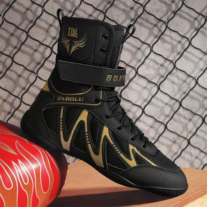 

Professional Men Wrestling Shoes Black White Boxing Shoes For Mens Designer Sports Shoes Man Anti Slip Fighting Boots Youth
