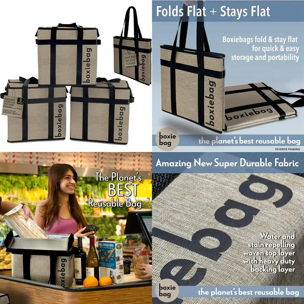 

Collapsible Insulated Reusable Bags Set of 3, 2-Year Warranty, Eco-Friendly, Long-Lasting, Sustainable Storage Solution