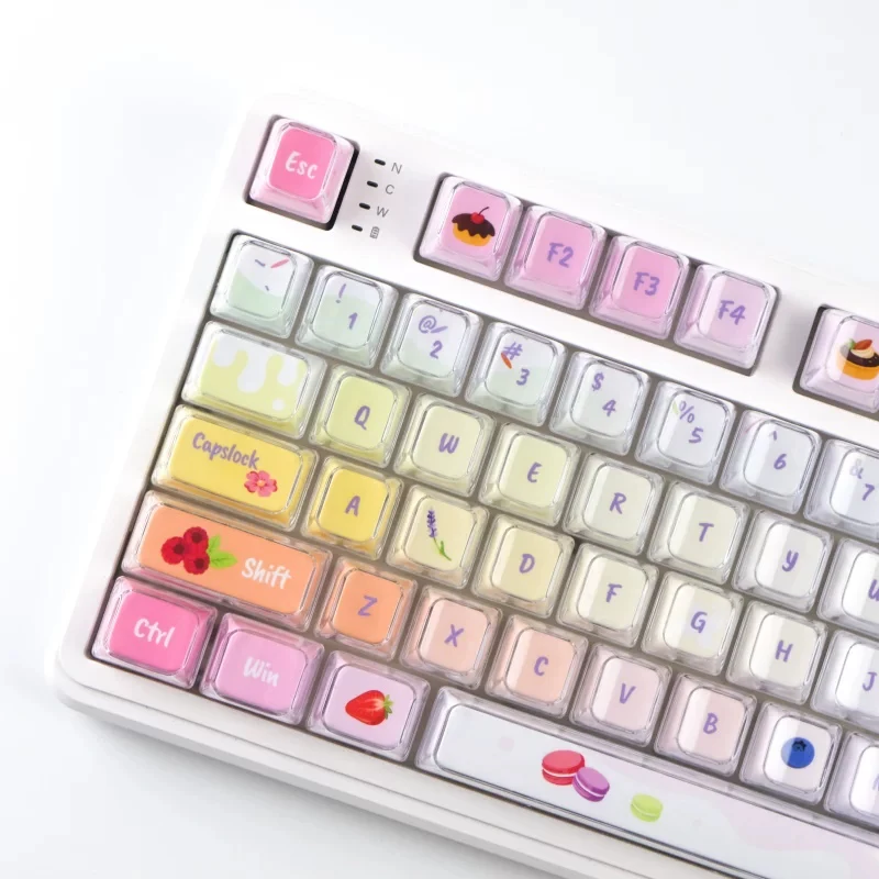 

Macron Crystal Jelly Keycap Thermal Sublimation Gradient Gaming Mechanical Keyboard Keycap Personalized Fruit Cake Keycap
