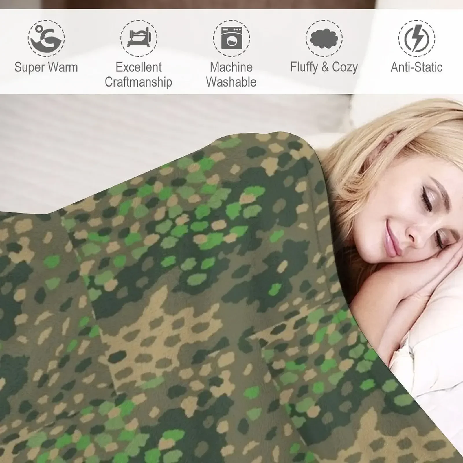 Dot 44 tedesco WW2 motivo mimetico coperta termica per il viaggio Plaid sul divano coperte per letto coperte turistiche