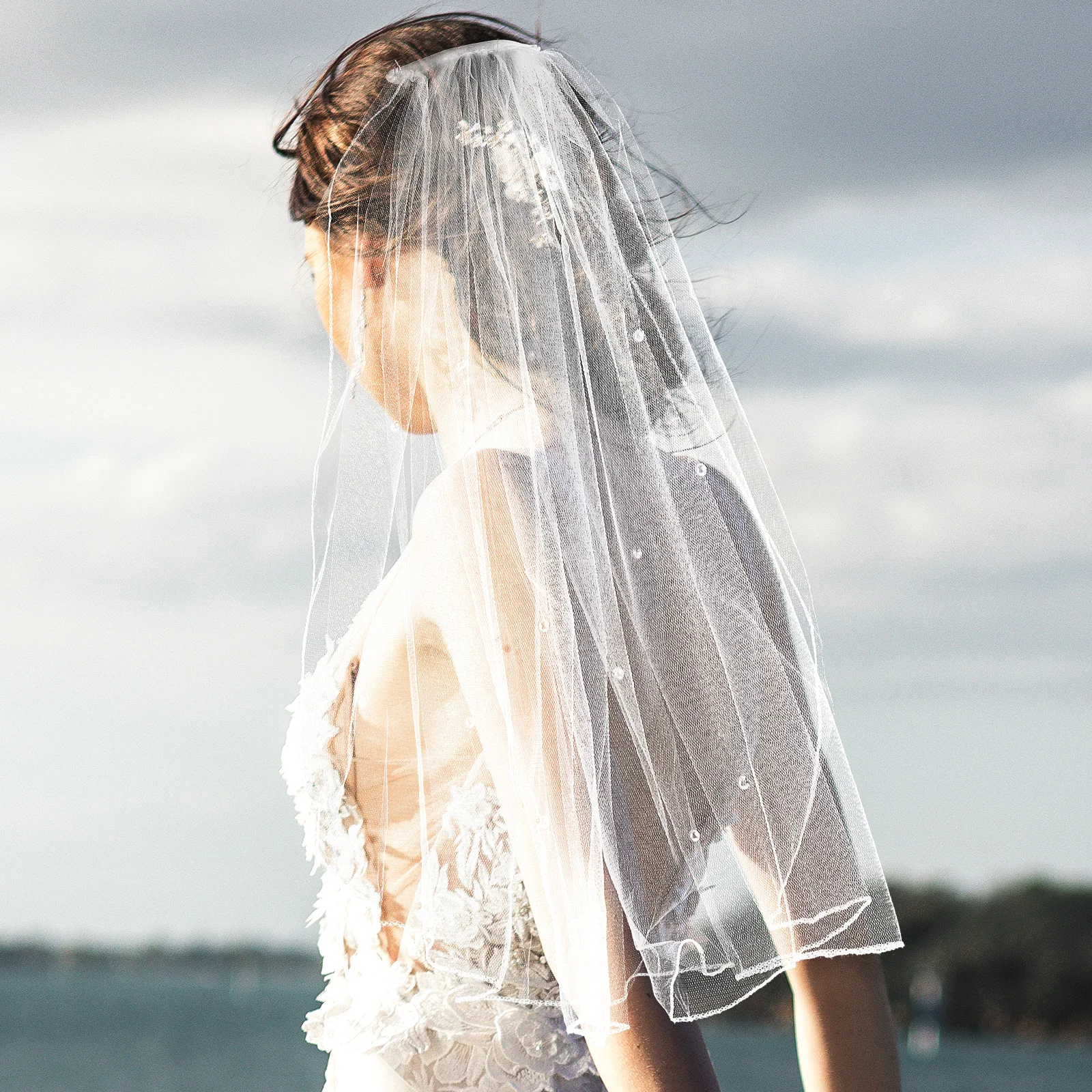 

Bridal Veil Elegant Wedding Headwear Charming Mesh Bride Comb Adornment Wedding Veil Bride Headdress Veils for Brides