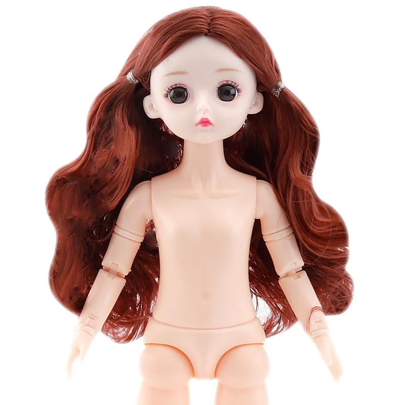 BJD Dolls 30cm 23 Movable Jointed Dolls 3D Eyes Bjd Naked Dolls body Girls Toys Long Wig Female Nude Body dolls Christmas Gift