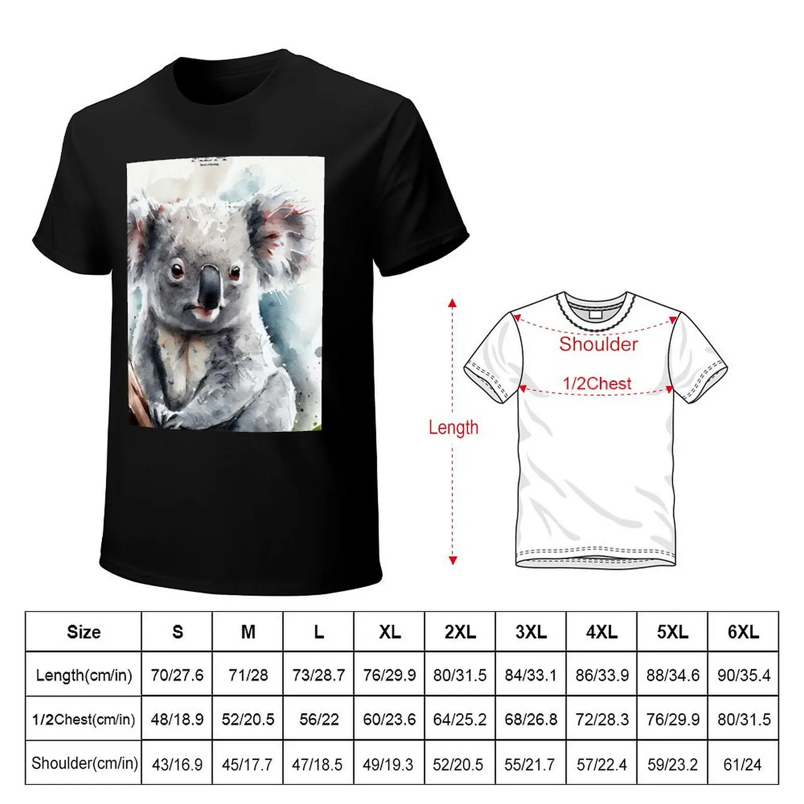 Australian terrestrial mammals Koala - Watercolor Paint T-Shirt Vintage Print Crew Neck Tee