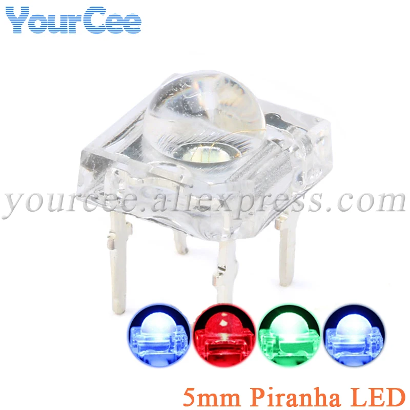 20 pz 5mm F5 Piranha LED Bianco Rosso Blu Verde smeraldo Trasparente Diodo LED Luminosità Diodi emettitori di luce 4 pin