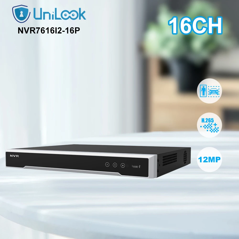 UniLook 16CH POE NVR OEM DS-7616NI-I2/16P Network Video Recorder IP Camera CCTV System HD Video Output P2P View Motion Detection