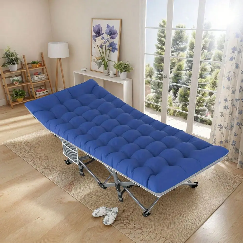 

Folding Sleeping Cot Guest Bed Heavy Duty Portable Cots Camping With Mat Folding Bed With Thick Mattress Adjustable Cot Chair C