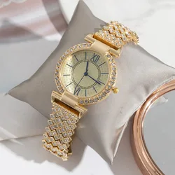 Nieuwe Mode Trendy Volledig Diamant Dameshorloge Quartz Horloge Horloge Voor Dames Waterdicht Horloge