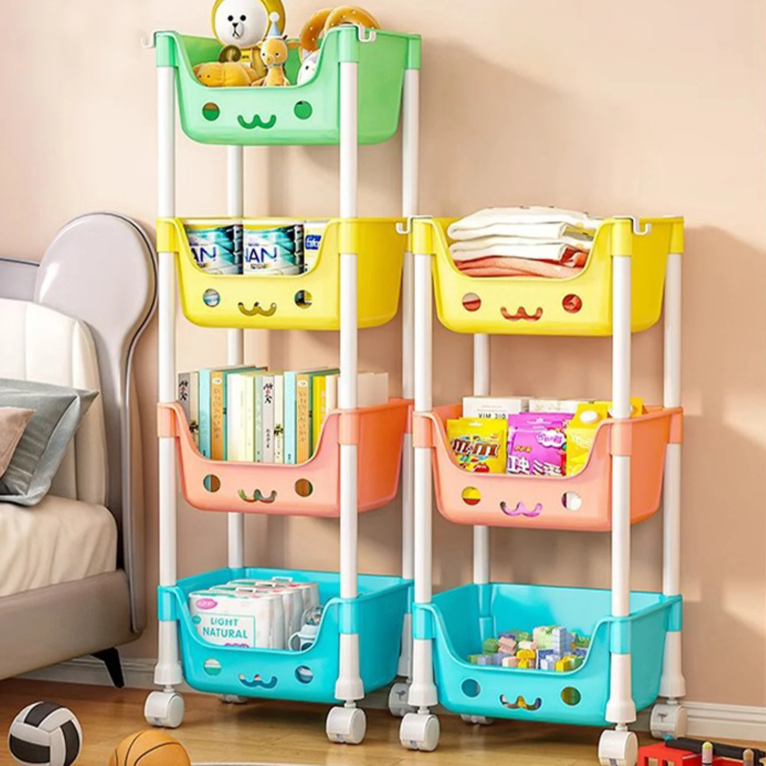 Carrello portaoggetti per giocattoli scaffale per Snack organizzatore per bambini per uso domestico organizzatore per armadio multistrato accessori