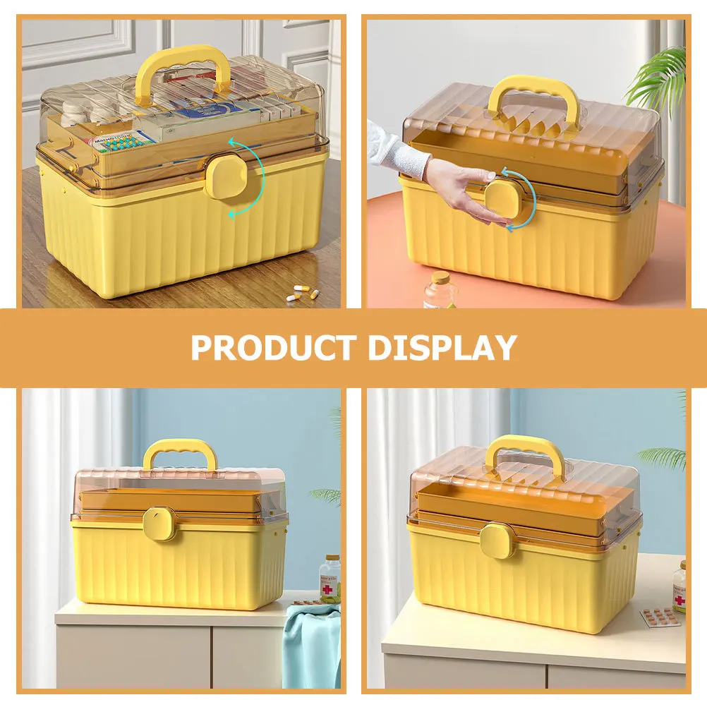 Large Capacity New Test Paper First Aid Medicine Storage Box Portable Organizer Family Emergency Case with Handle